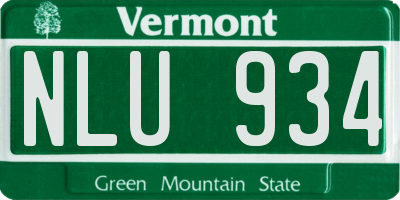 VT license plate NLU934