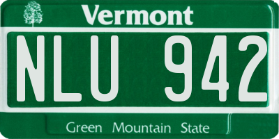 VT license plate NLU942