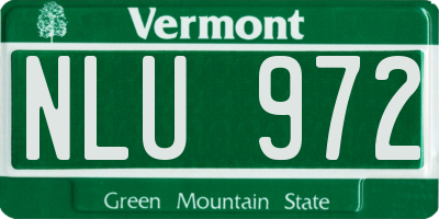 VT license plate NLU972