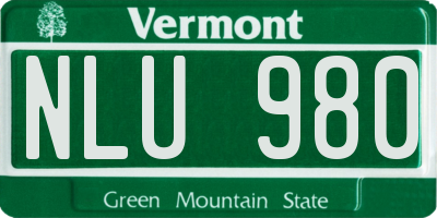 VT license plate NLU980