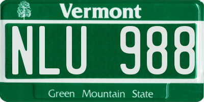 VT license plate NLU988