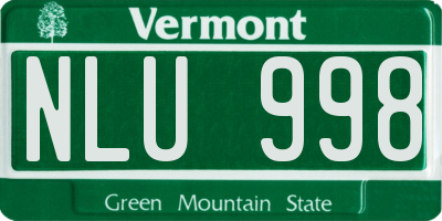 VT license plate NLU998