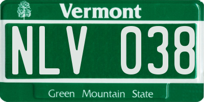 VT license plate NLV038