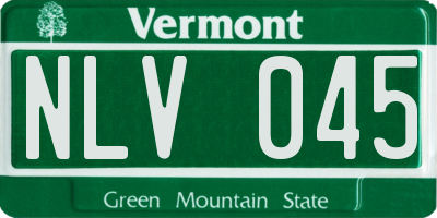 VT license plate NLV045