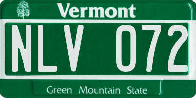 VT license plate NLV072