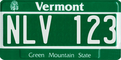 VT license plate NLV123
