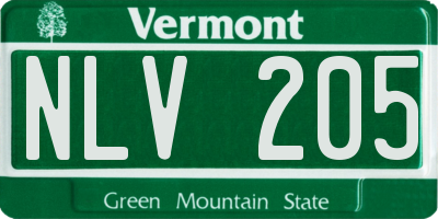 VT license plate NLV205
