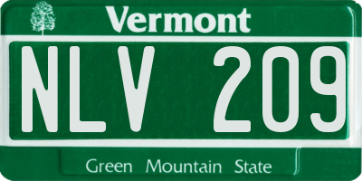 VT license plate NLV209