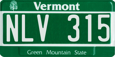 VT license plate NLV315