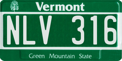VT license plate NLV316