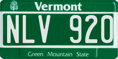 VT license plate NLV920