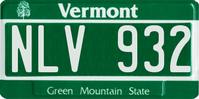 VT license plate NLV932