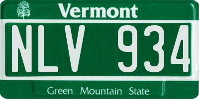 VT license plate NLV934