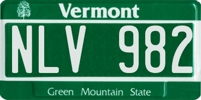 VT license plate NLV982