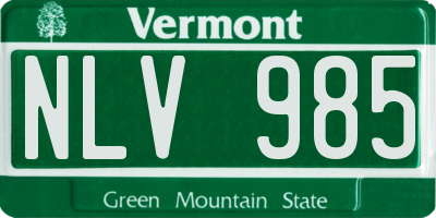 VT license plate NLV985