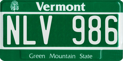 VT license plate NLV986