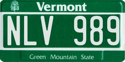 VT license plate NLV989