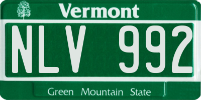 VT license plate NLV992