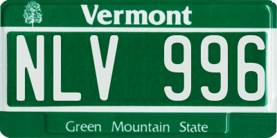 VT license plate NLV996