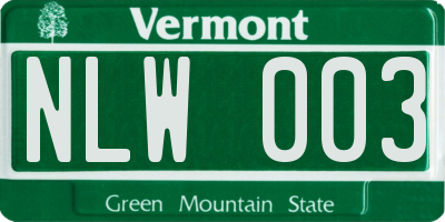 VT license plate NLW003