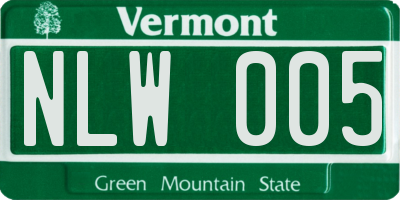 VT license plate NLW005