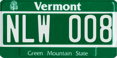 VT license plate NLW008