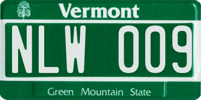 VT license plate NLW009