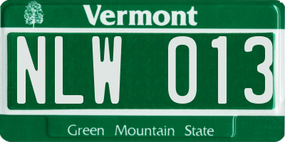 VT license plate NLW013