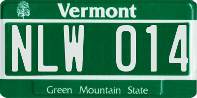 VT license plate NLW014