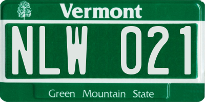 VT license plate NLW021