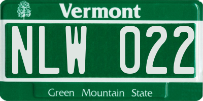 VT license plate NLW022