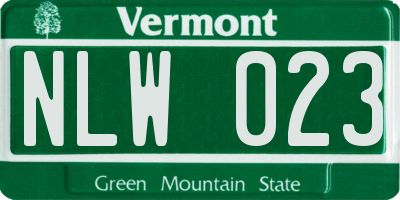 VT license plate NLW023