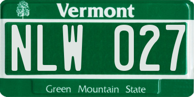 VT license plate NLW027