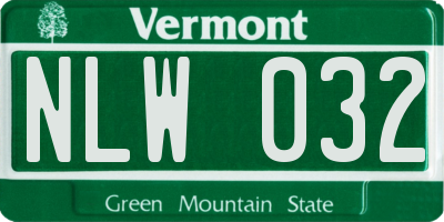 VT license plate NLW032