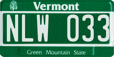 VT license plate NLW033
