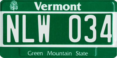 VT license plate NLW034