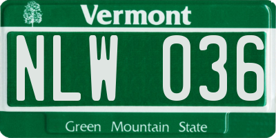 VT license plate NLW036