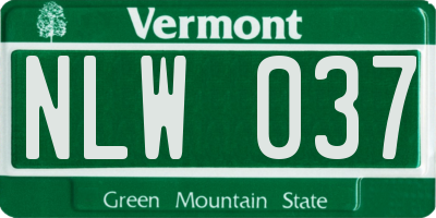 VT license plate NLW037
