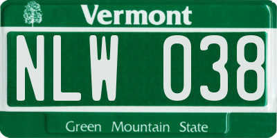 VT license plate NLW038
