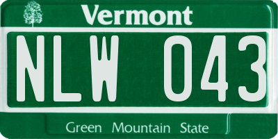 VT license plate NLW043