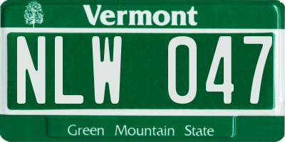 VT license plate NLW047