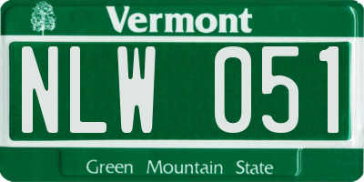VT license plate NLW051