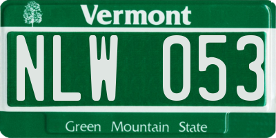 VT license plate NLW053