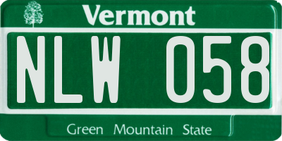 VT license plate NLW058