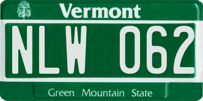 VT license plate NLW062