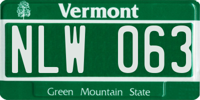 VT license plate NLW063