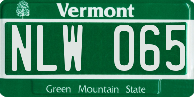 VT license plate NLW065