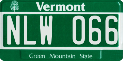 VT license plate NLW066
