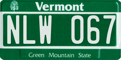 VT license plate NLW067