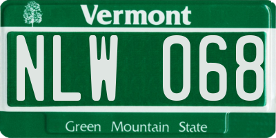VT license plate NLW068